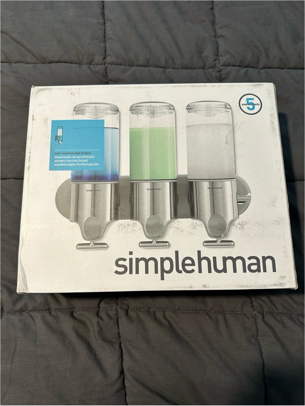 BRAND NEW Simplehuman Triple Wall-Mount Shower Soap/Shampoo Dispenser